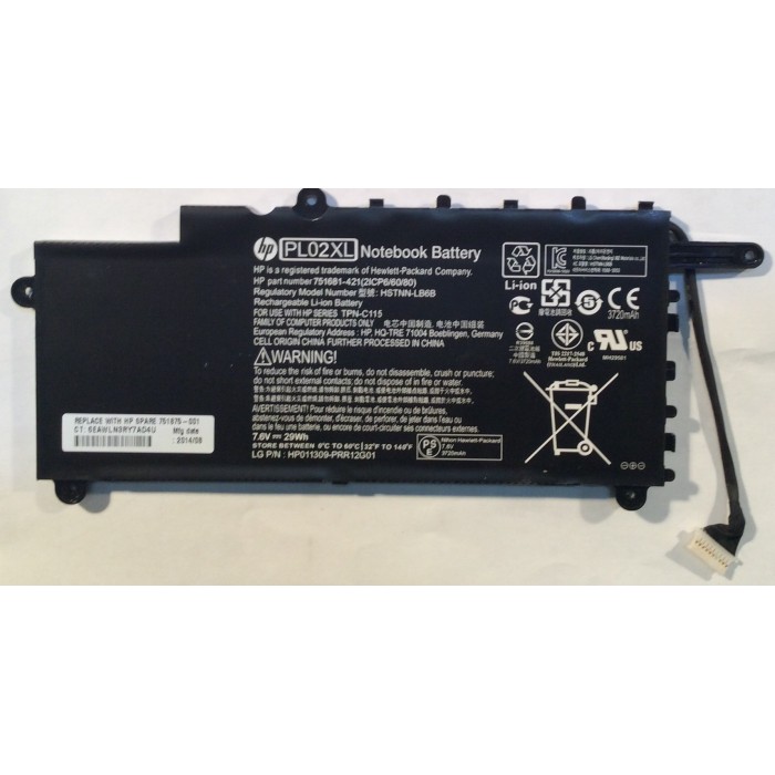 Batería PL02XL para portátil HP 11-n006ns original P/N: 751681-421